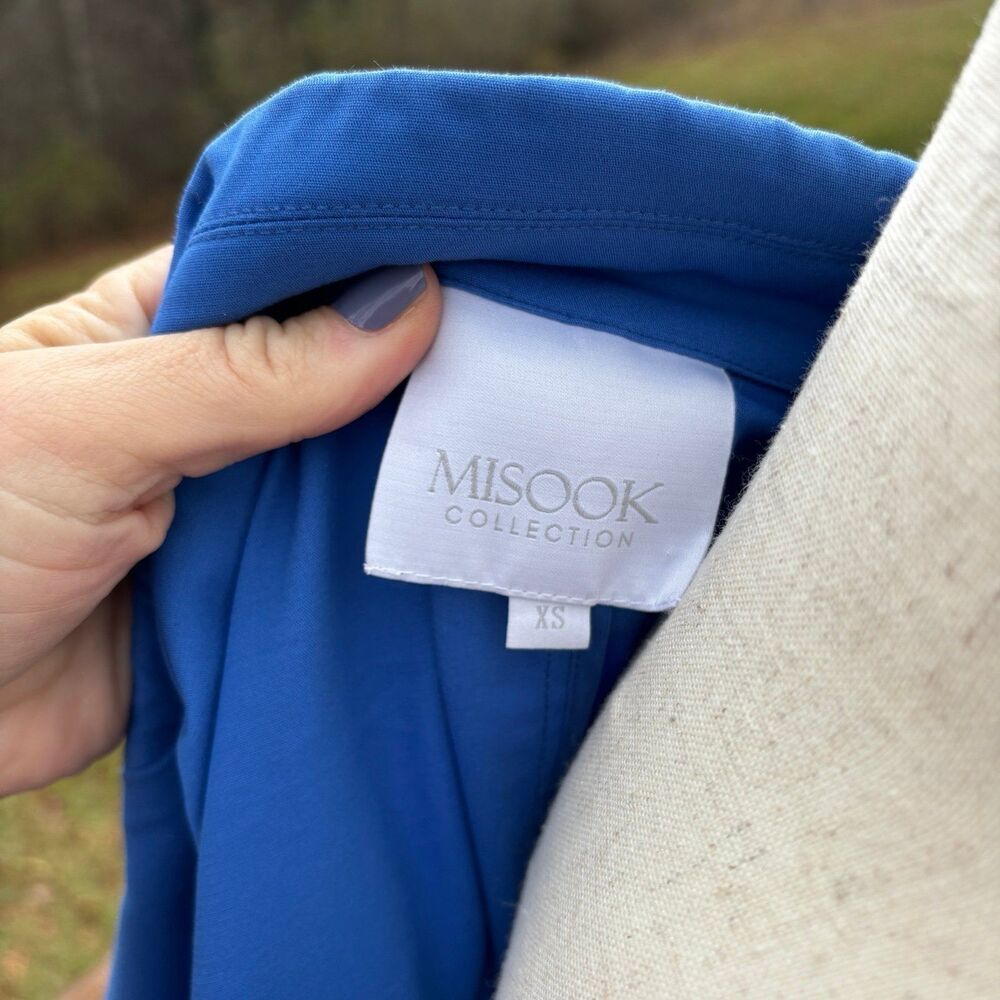 Misook Women's Longline Blazer Jacket Cotton Stretch Blue Size XS - Picture 12 of 13